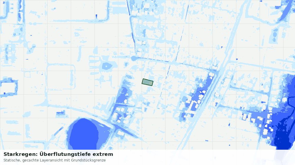Statische Kartenansicht: Starkregen: Überflutungstiefe extrem