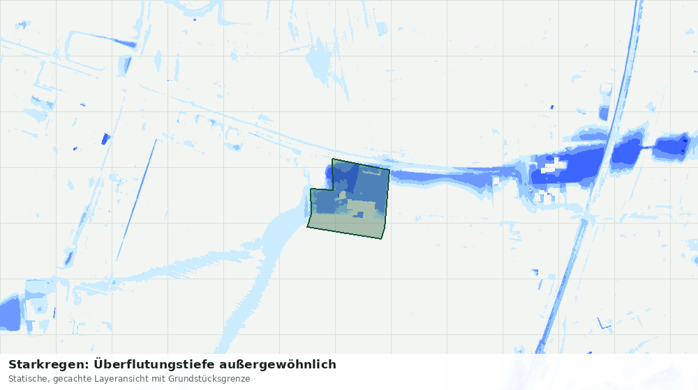 Statische Kartenansicht: Starkregen: Überflutungstiefe außergewöhnlich