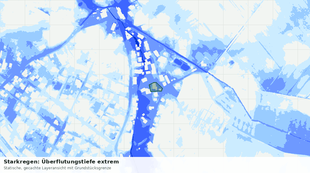 Statische Kartenansicht: Starkregen: Überflutungstiefe extrem
