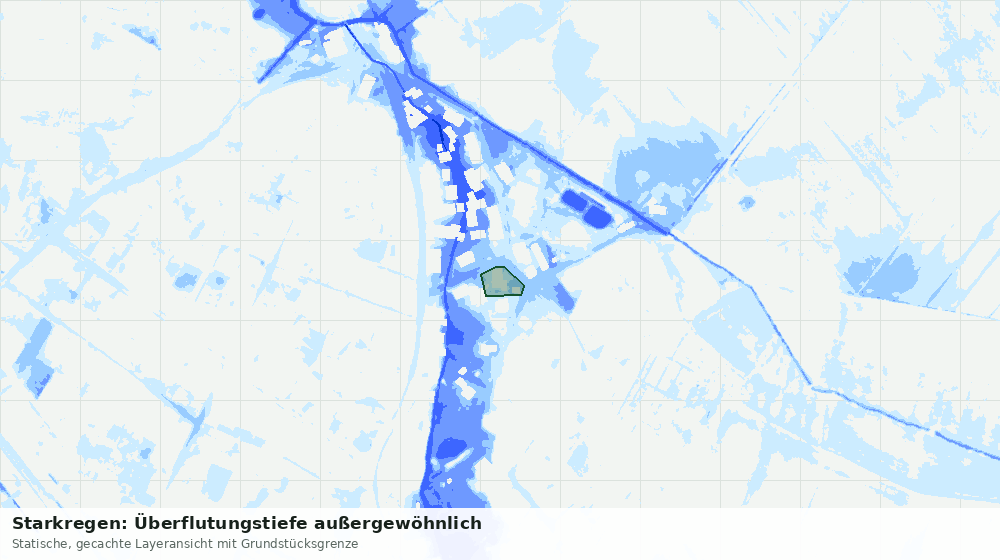 Statische Kartenansicht: Starkregen: Überflutungstiefe außergewöhnlich
