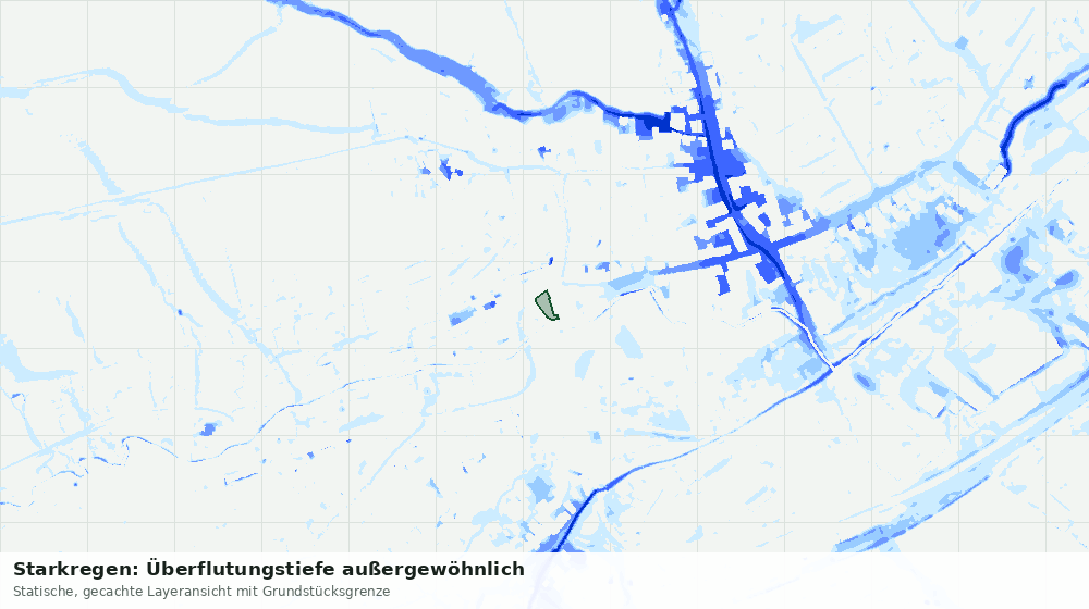 Statische Kartenansicht: Starkregen: Überflutungstiefe außergewöhnlich