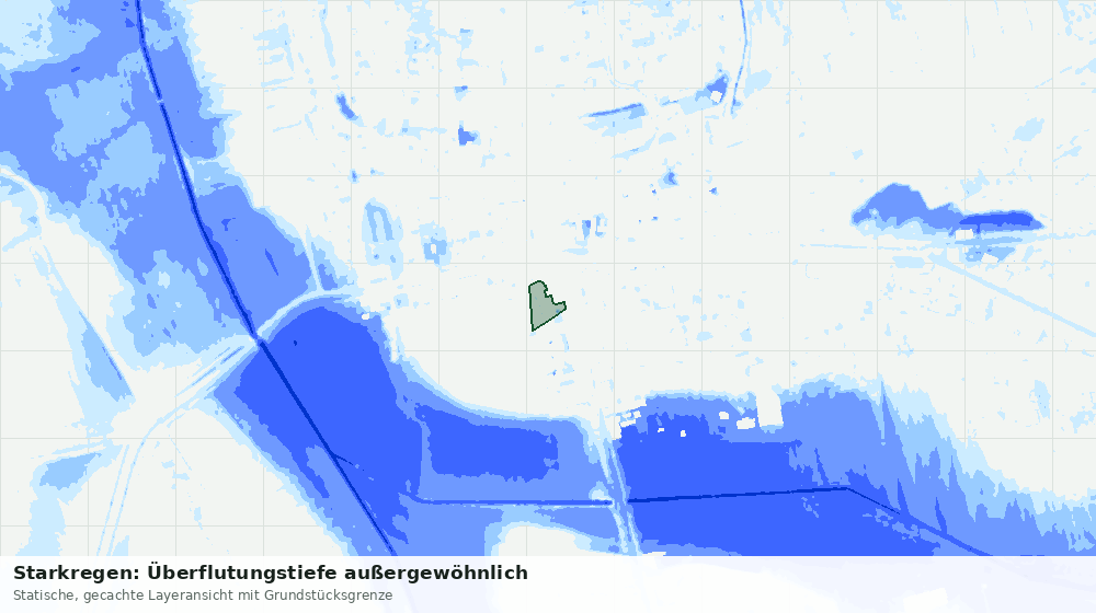 Statische Kartenansicht: Starkregen: Überflutungstiefe außergewöhnlich