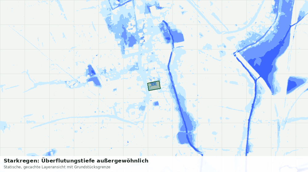 Statische Kartenansicht: Starkregen: Überflutungstiefe außergewöhnlich