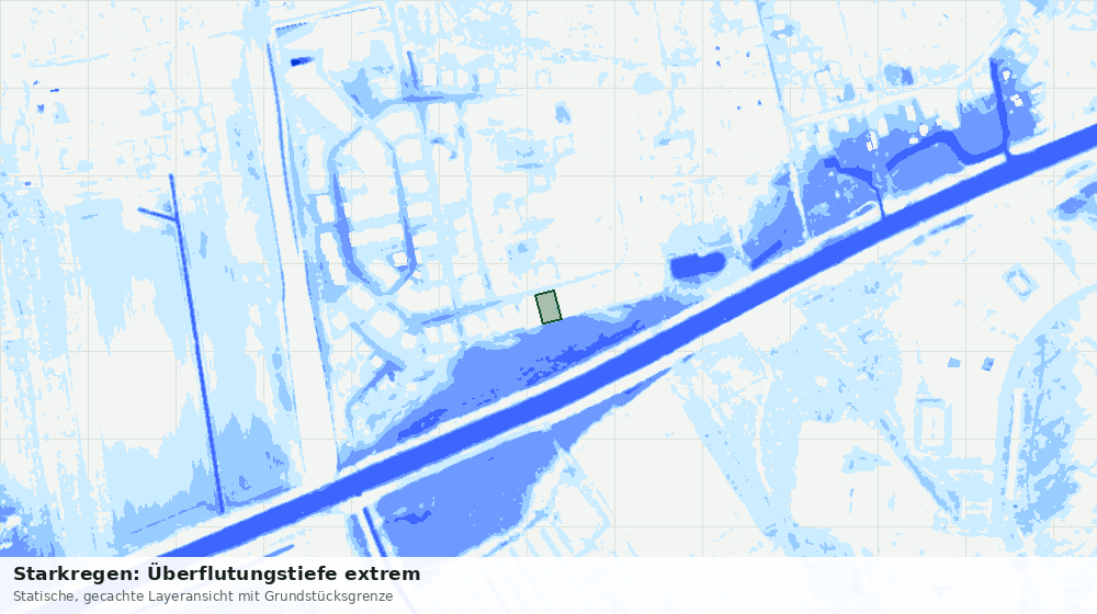Statische Kartenansicht: Starkregen: Überflutungstiefe extrem