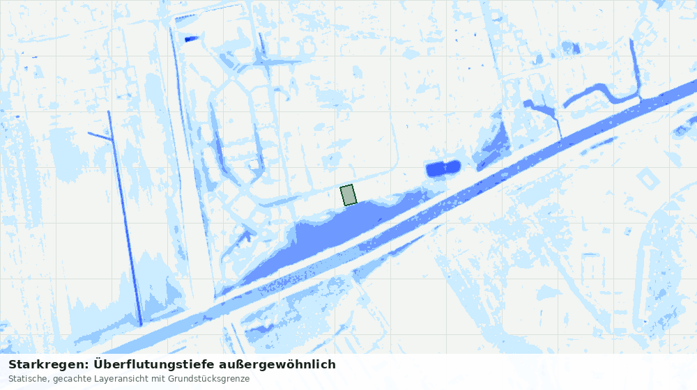 Statische Kartenansicht: Starkregen: Überflutungstiefe außergewöhnlich
