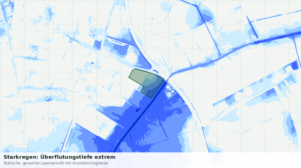Statische Kartenansicht: Starkregen: Überflutungstiefe extrem