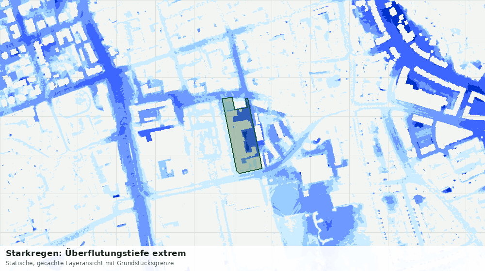 Statische Kartenansicht: Starkregen: Überflutungstiefe extrem