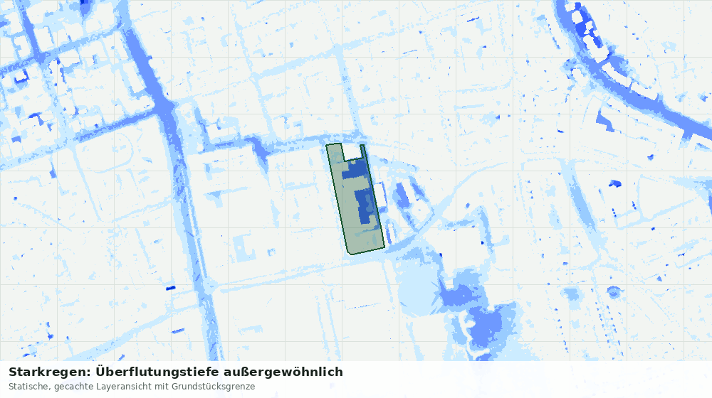 Statische Kartenansicht: Starkregen: Überflutungstiefe außergewöhnlich