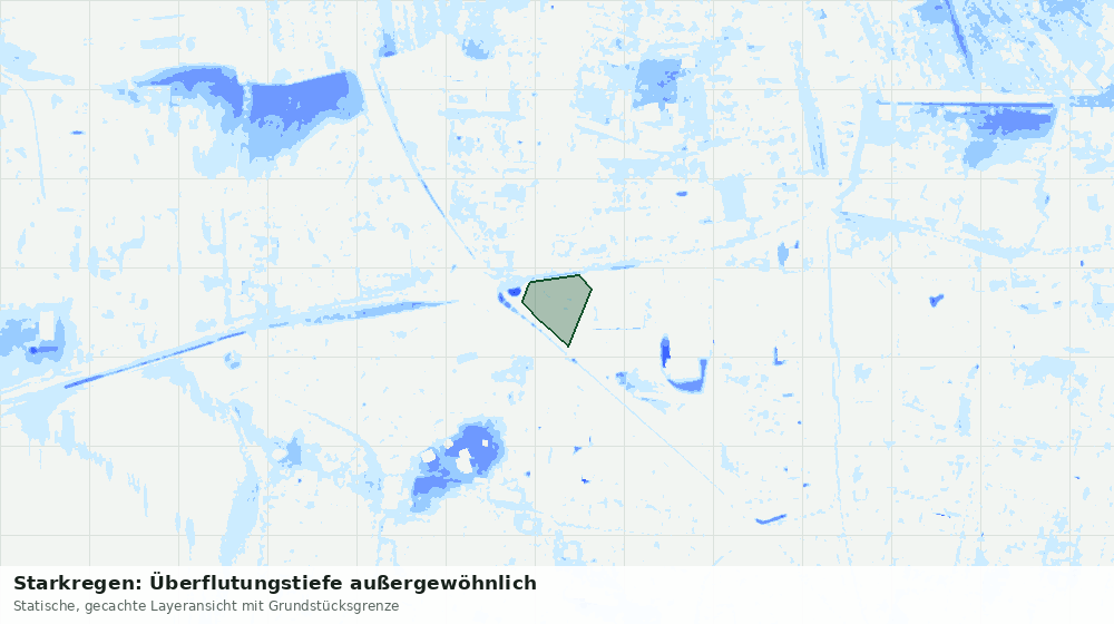 Statische Kartenansicht: Starkregen: Überflutungstiefe außergewöhnlich