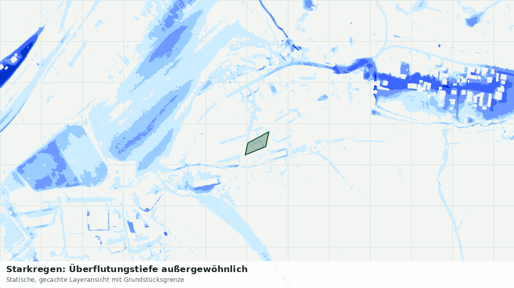 Statische Kartenansicht: Starkregen: Überflutungstiefe außergewöhnlich
