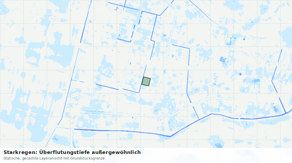 Statische Kartenansicht: Starkregen: Überflutungstiefe außergewöhnlich