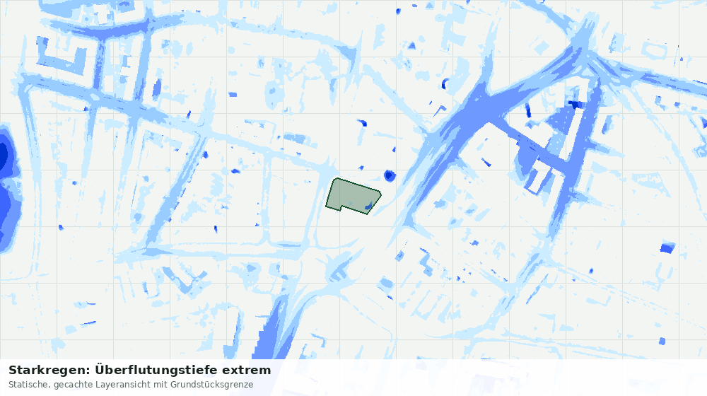 Statische Kartenansicht: Starkregen: Überflutungstiefe extrem