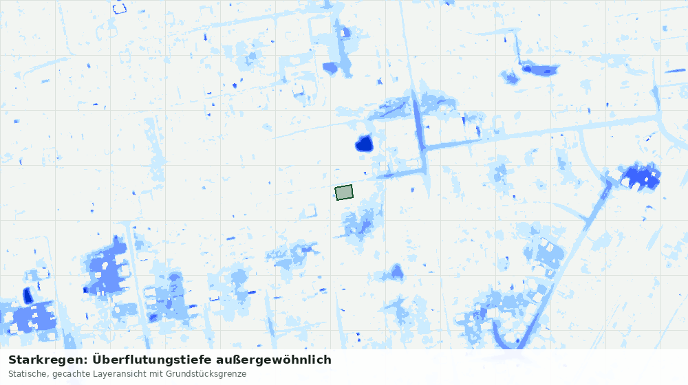 Statische Kartenansicht: Starkregen: Überflutungstiefe außergewöhnlich