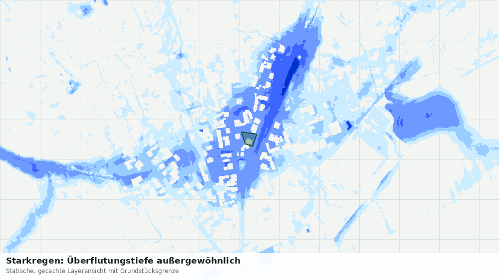 Statische Kartenansicht: Starkregen: Überflutungstiefe außergewöhnlich
