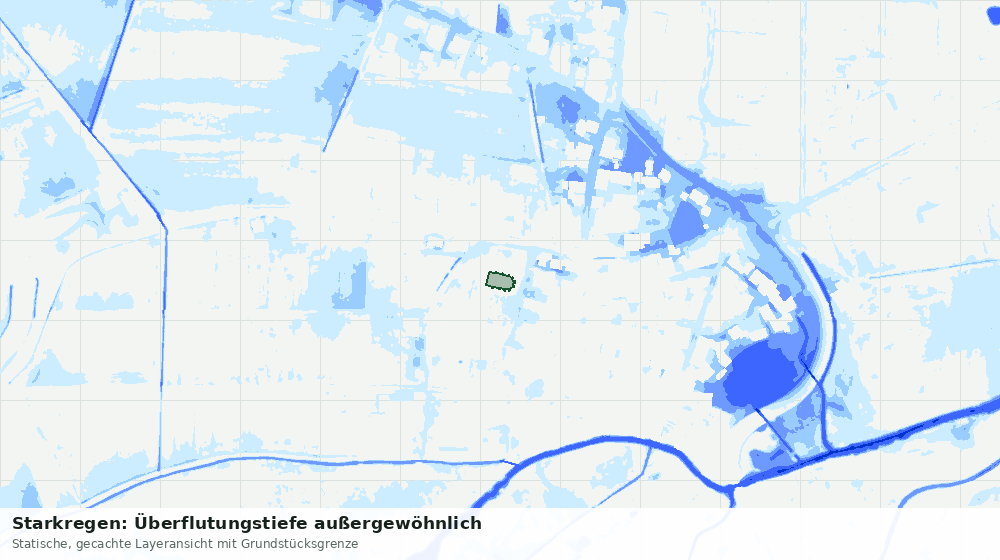 Statische Kartenansicht: Starkregen: Überflutungstiefe außergewöhnlich