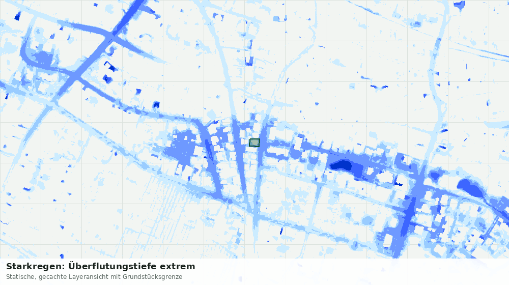 Statische Kartenansicht: Starkregen: Überflutungstiefe extrem
