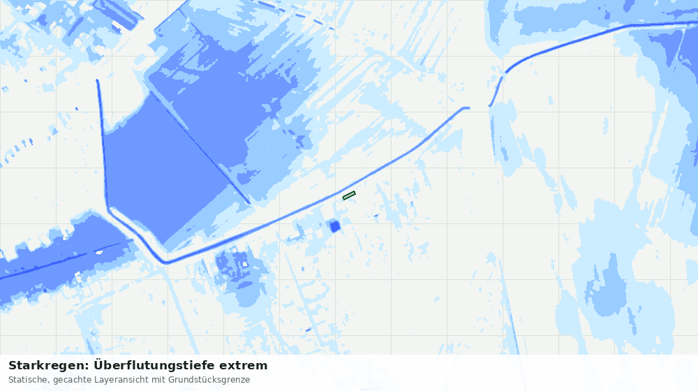 Statische Kartenansicht: Starkregen: Überflutungstiefe extrem