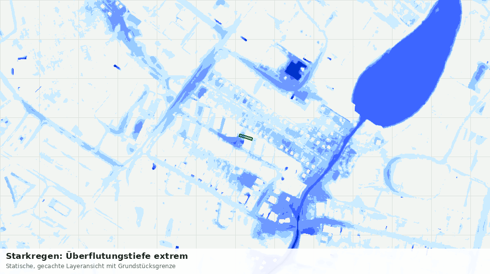 Statische Kartenansicht: Starkregen: Überflutungstiefe extrem
