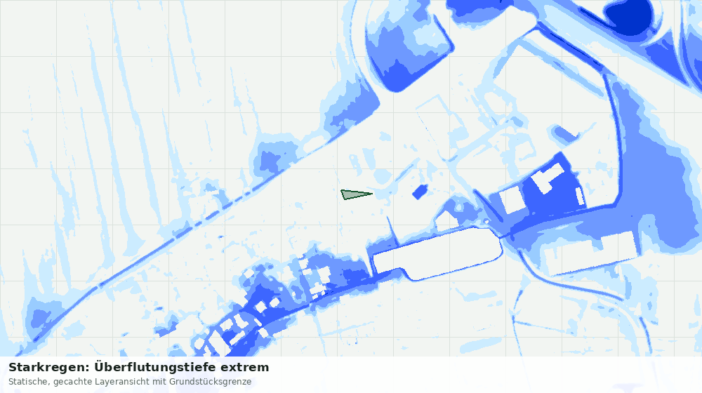 Statische Kartenansicht: Starkregen: Überflutungstiefe extrem