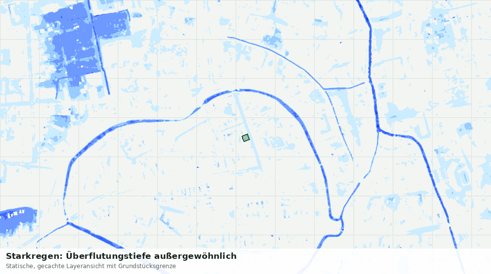 Statische Kartenansicht: Starkregen: Überflutungstiefe außergewöhnlich