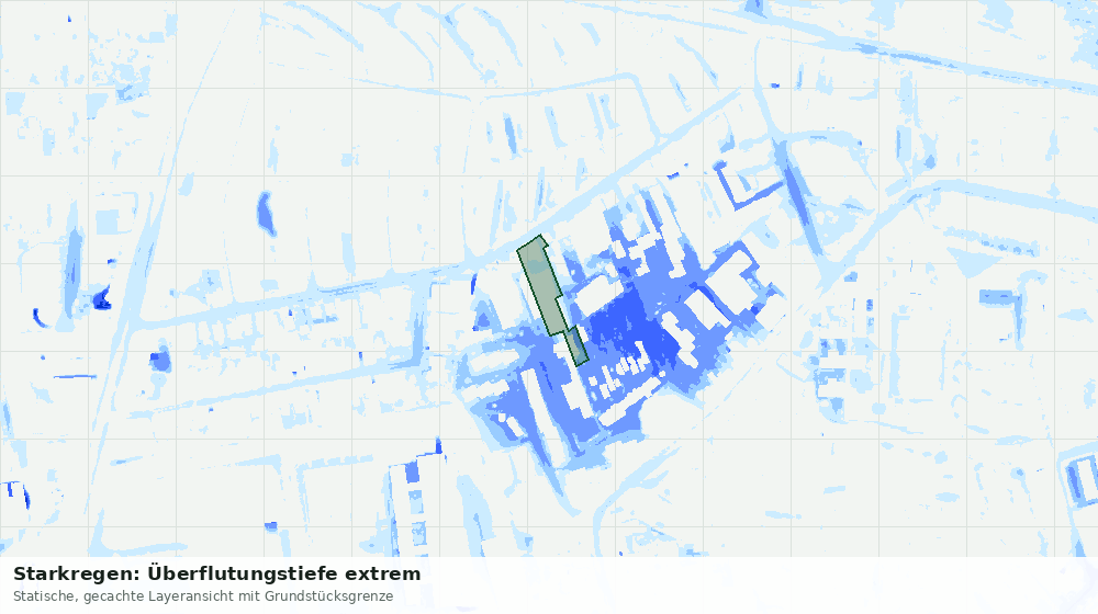 Statische Kartenansicht: Starkregen: Überflutungstiefe extrem