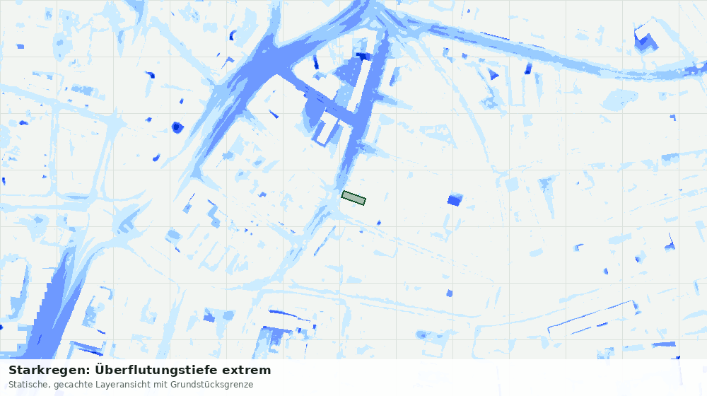 Statische Kartenansicht: Starkregen: Überflutungstiefe extrem
