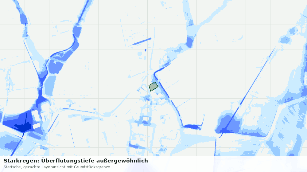 Statische Kartenansicht: Starkregen: Überflutungstiefe außergewöhnlich