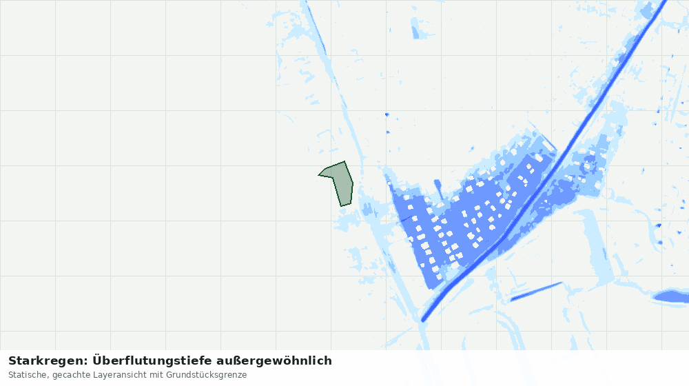 Statische Kartenansicht: Starkregen: Überflutungstiefe außergewöhnlich