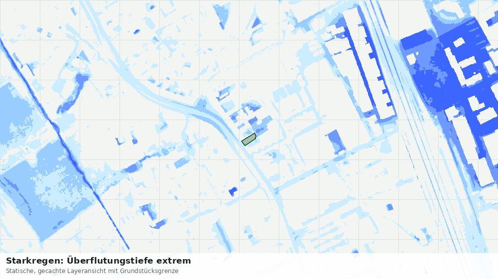 Statische Kartenansicht: Starkregen: Überflutungstiefe extrem