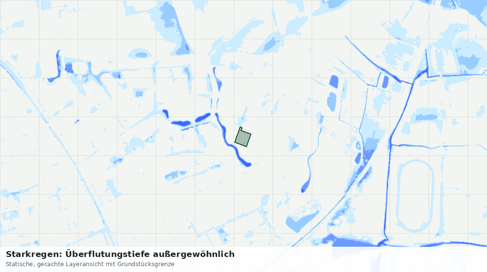 Statische Kartenansicht: Starkregen: Überflutungstiefe außergewöhnlich