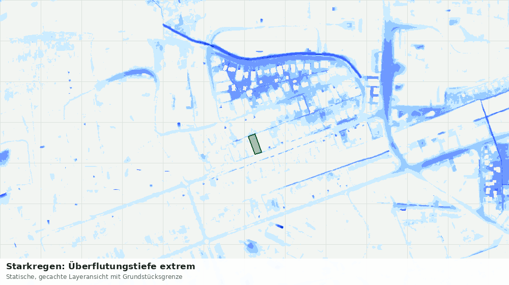 Statische Kartenansicht: Starkregen: Überflutungstiefe extrem