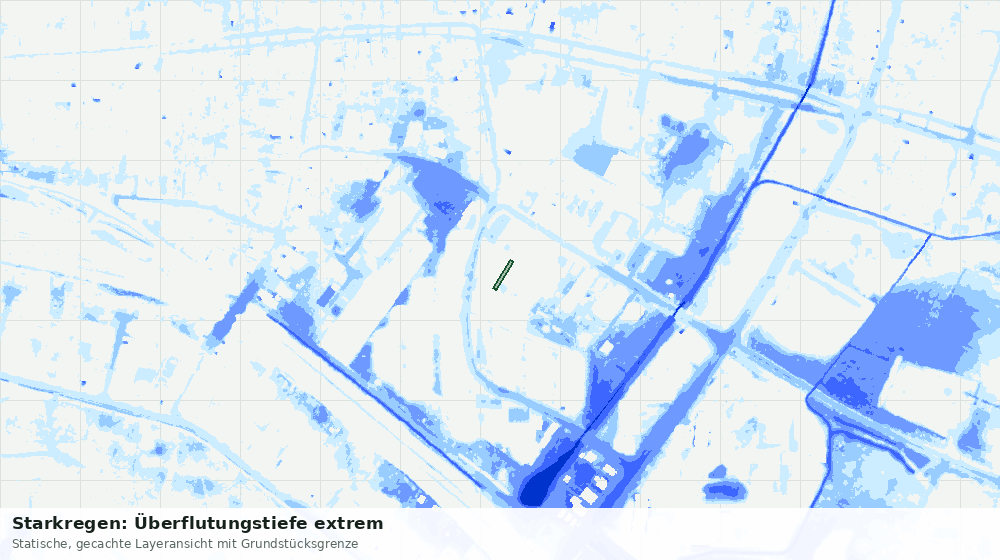 Statische Kartenansicht: Starkregen: Überflutungstiefe extrem