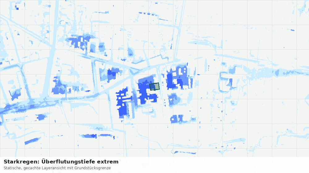 Statische Kartenansicht: Starkregen: Überflutungstiefe extrem