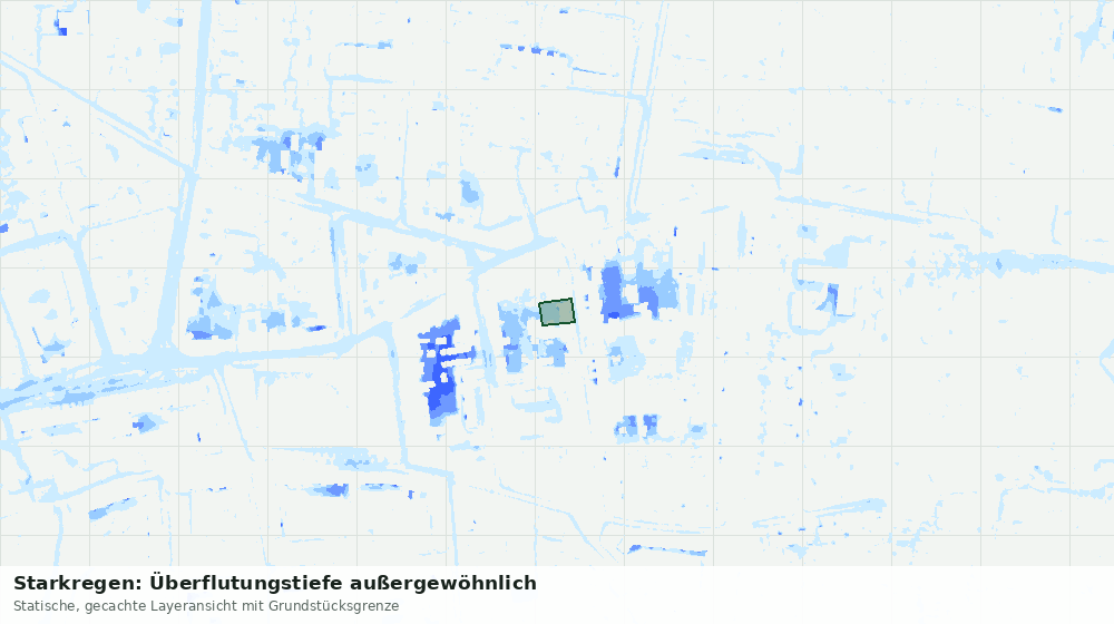 Statische Kartenansicht: Starkregen: Überflutungstiefe außergewöhnlich