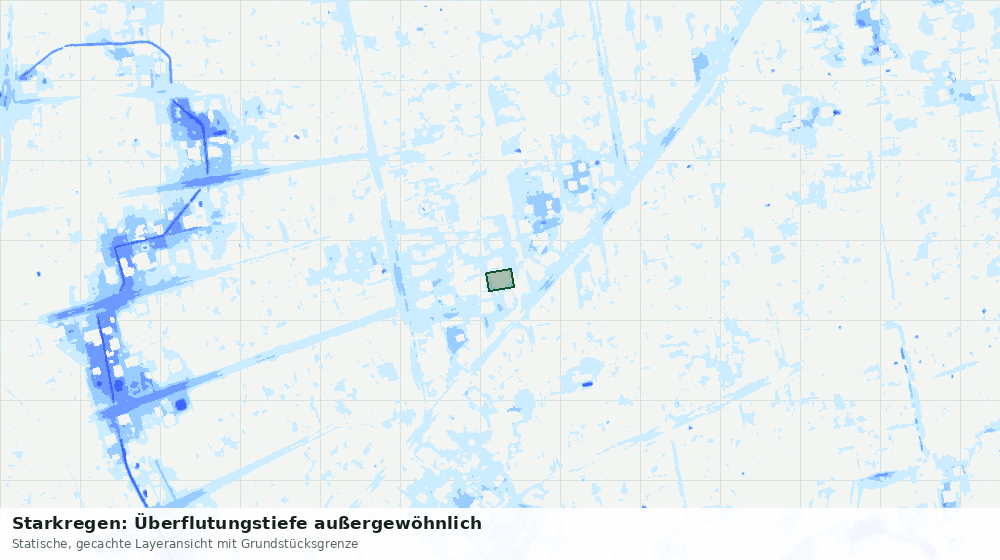 Statische Kartenansicht: Starkregen: Überflutungstiefe außergewöhnlich