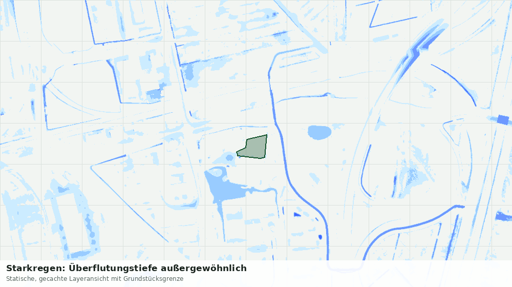 Statische Kartenansicht: Starkregen: Überflutungstiefe außergewöhnlich