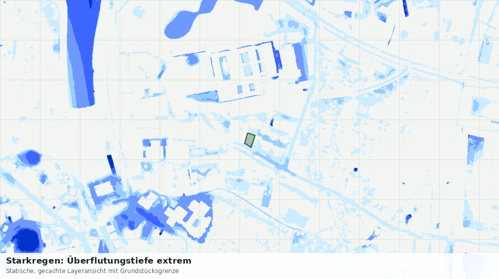 Statische Kartenansicht: Starkregen: Überflutungstiefe extrem