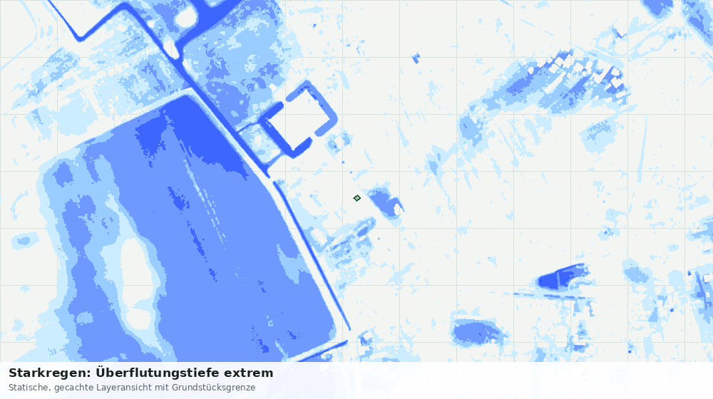 Statische Kartenansicht: Starkregen: Überflutungstiefe extrem
