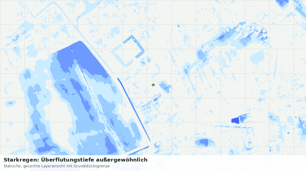 Statische Kartenansicht: Starkregen: Überflutungstiefe außergewöhnlich