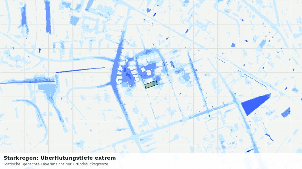 Statische Kartenansicht: Starkregen: Überflutungstiefe extrem