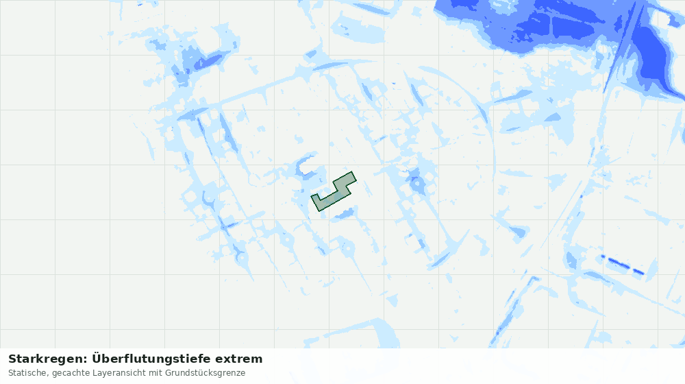 Statische Kartenansicht: Starkregen: Überflutungstiefe extrem