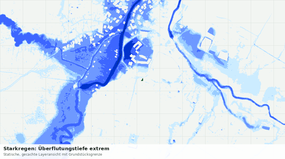 Statische Kartenansicht: Starkregen: Überflutungstiefe extrem