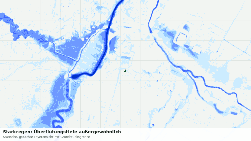 Statische Kartenansicht: Starkregen: Überflutungstiefe außergewöhnlich