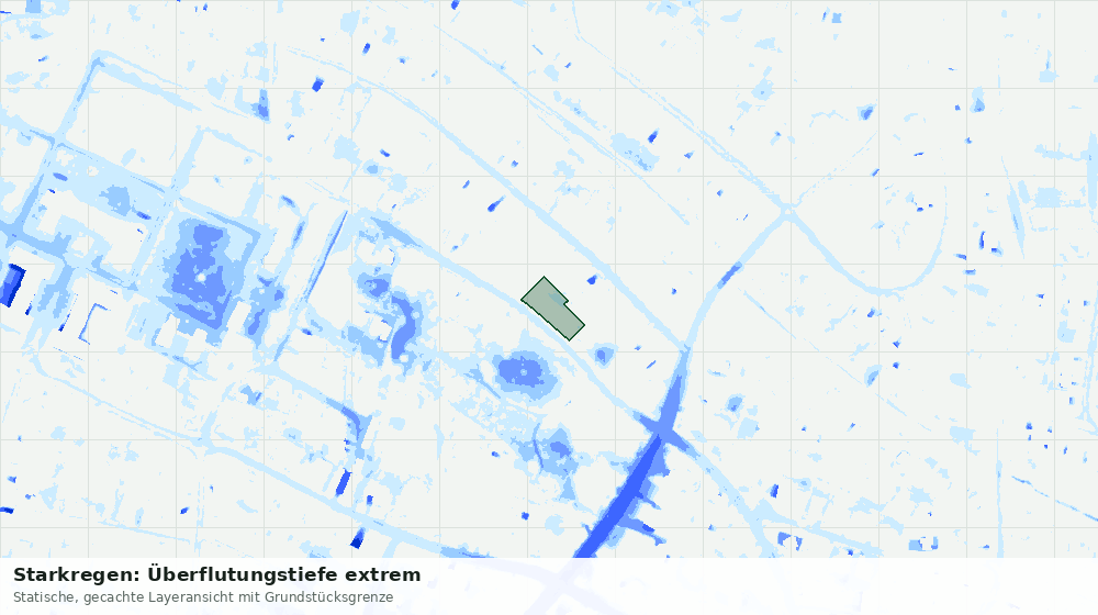 Statische Kartenansicht: Starkregen: Überflutungstiefe extrem