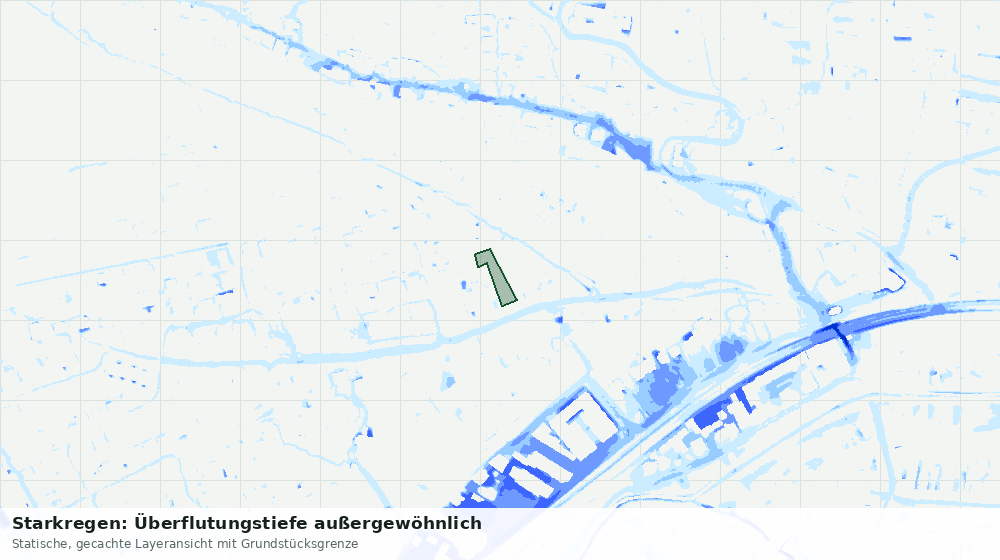 Statische Kartenansicht: Starkregen: Überflutungstiefe außergewöhnlich