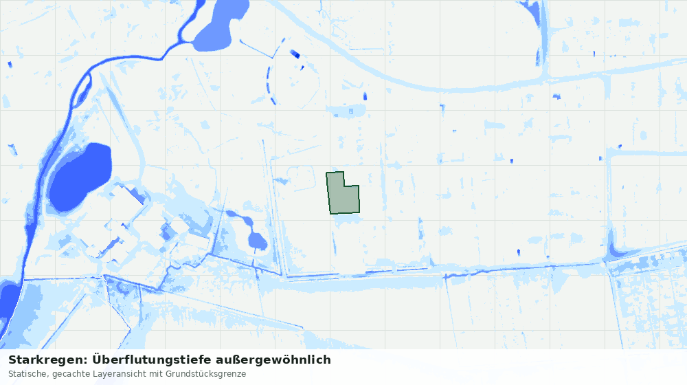 Statische Kartenansicht: Starkregen: Überflutungstiefe außergewöhnlich