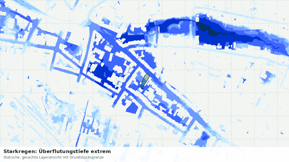 Statische Kartenansicht: Starkregen: Überflutungstiefe extrem
