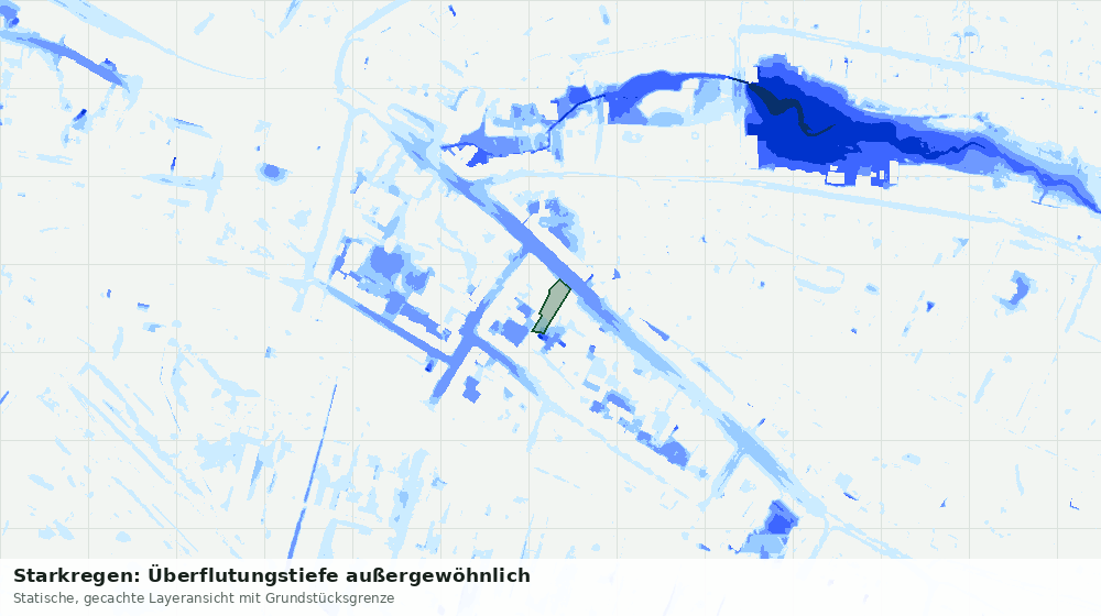 Statische Kartenansicht: Starkregen: Überflutungstiefe außergewöhnlich