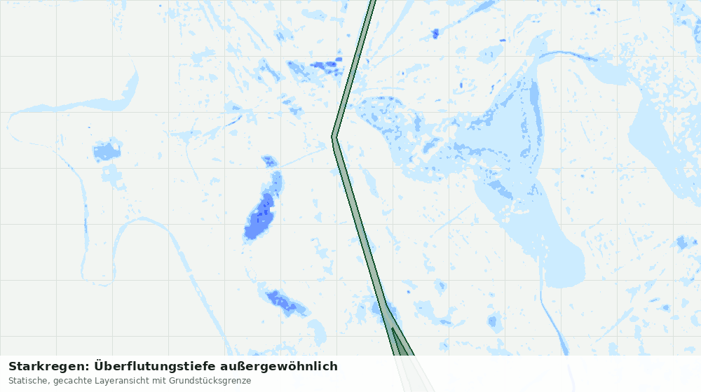 Statische Kartenansicht: Starkregen: Überflutungstiefe außergewöhnlich