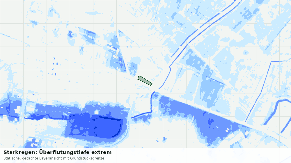 Statische Kartenansicht: Starkregen: Überflutungstiefe extrem